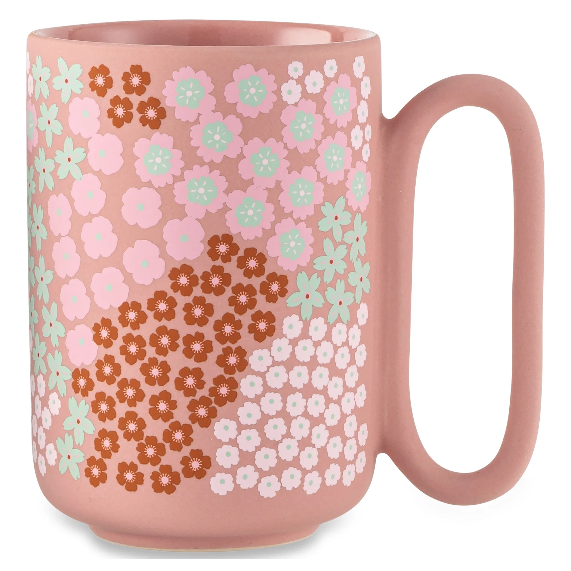 Thyme & Table 19.6 fl oz Pink Flowers Soft Touch Stoneware Mug | Walmart (US)