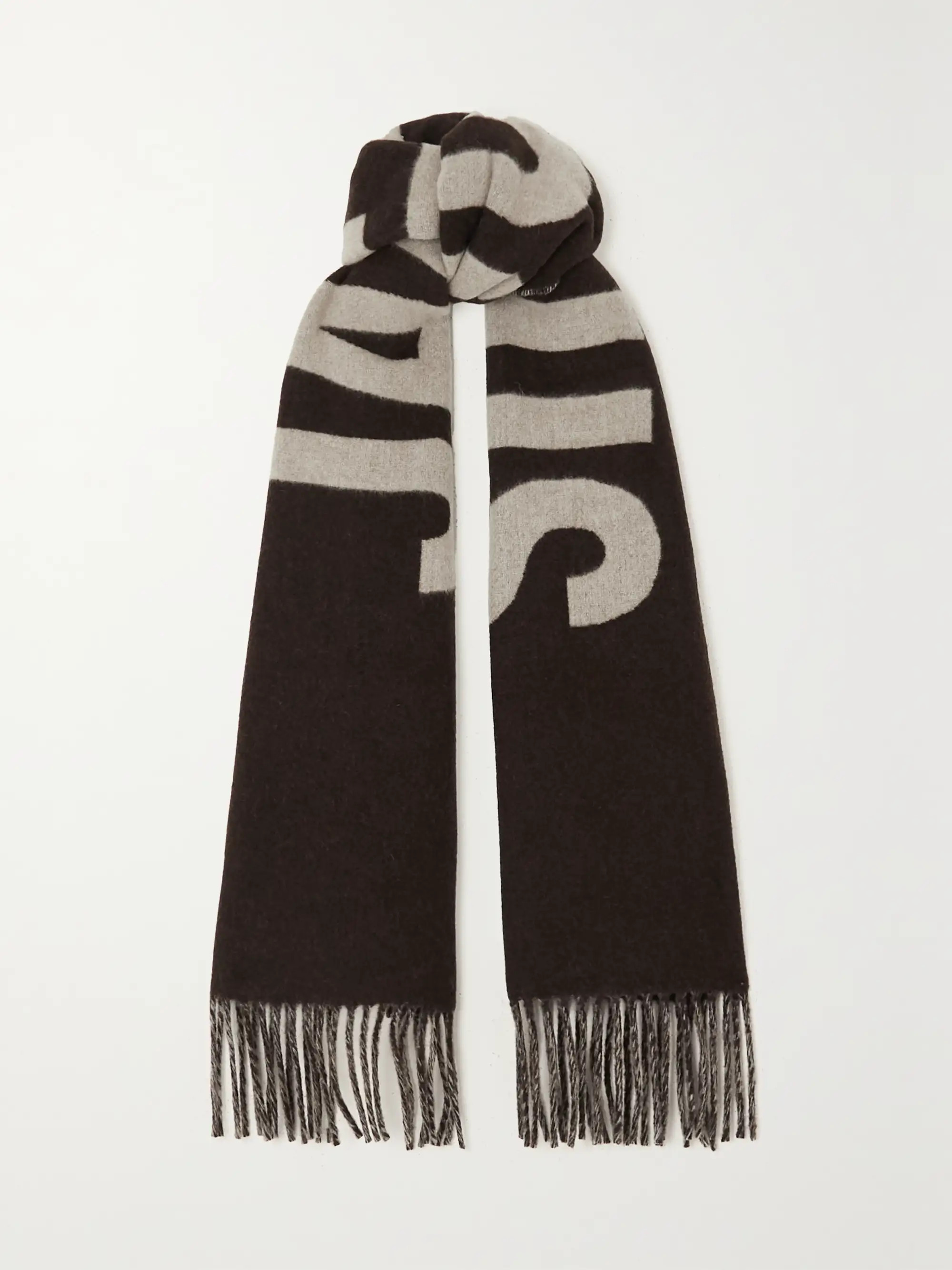 Fringed jacquard-knit wool scarf | NET-A-PORTER (UK & EU)