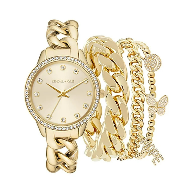 Kendall + Kylie Kk Lds Bling Dial Gld Watch Set | Walmart (US)