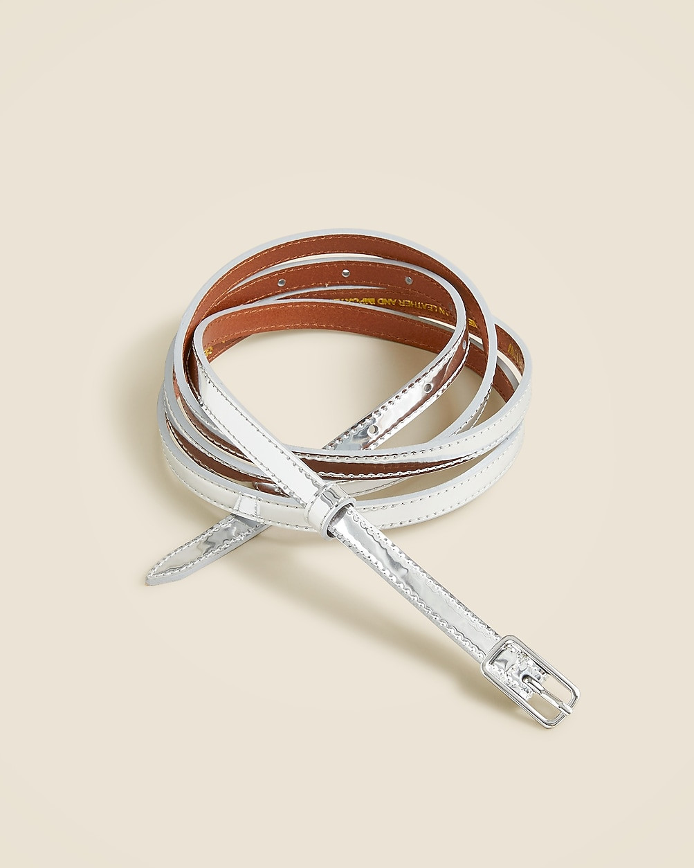 Thin metallic silver belt | J. Crew US