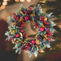 Williamsburg Christmas Wreath Artificial Fruit, Red Berry & Apple Decor | Etsy (US)