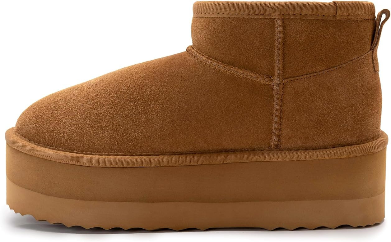 Xiakolaka Women's Classic Platform Mini Boots Winter Suede Anti-Slip Ankle Snow Boots | Amazon (US)