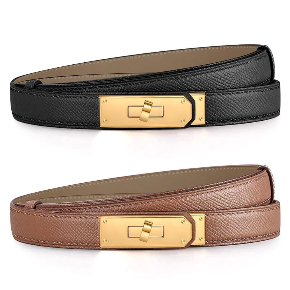 YUGDRUZY Skinny Beidseitig Ledergürtel Damen, Dekorativen Taillengürtel Damen Gürtel Leder Dup... | Amazon (DE)