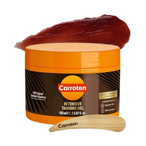 Carroten Intensive Tanning Gel | Browning Tan Accelerator | Non-Greasy, Water-Resistant with Carrot and Coconut Oil | Vitamin A & E For Moisture & Hydration | Made in Greece | 5 oz + Spatula | Amazon (US)