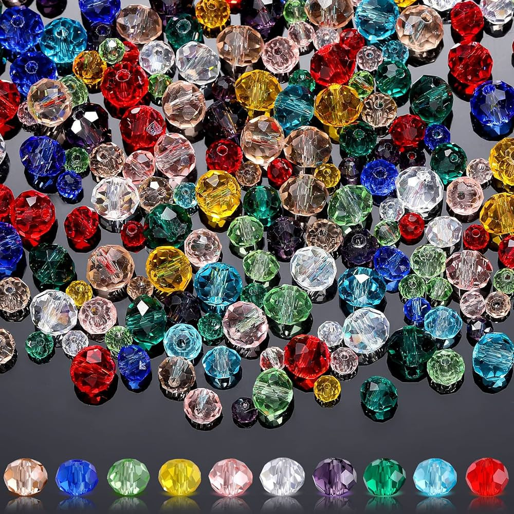 1000 Pcs Glass Beads Briolette Crystal Glass Beads Faceted Rondelle Shape Crystal Beads Assorted ... | Amazon (US)