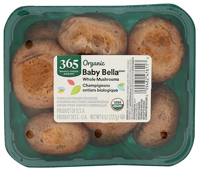 365 by Whole Foods Market, Organic Baby Bella Whole Mushrooms, 8 Ounce | Amazon (US)
