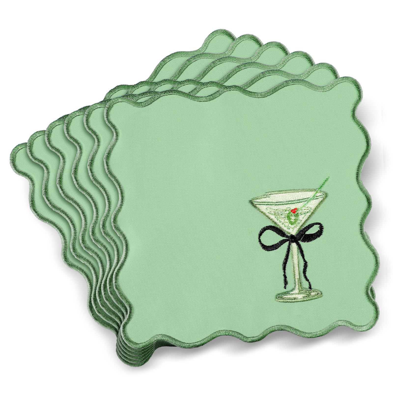 12 Pcs Martini Cocktail Napkins Cloth Scalloped Embroidery a Tini Bit Older Party Supplies 6"x6" ... | Amazon (US)