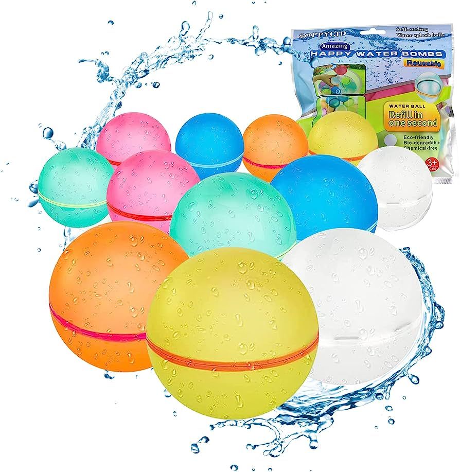 Reusable Water Balloons, Self-Sealing Refillable Water Balloons, Soft Silicone Magnetic Water Bal... | Amazon (US)