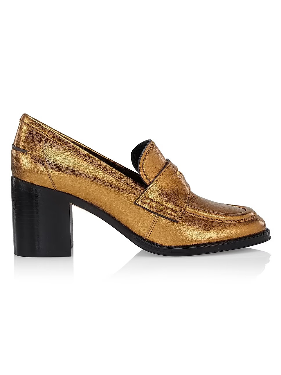 Veronica Beard Metallic Leather Penny Loafers | Saks Fifth Avenue