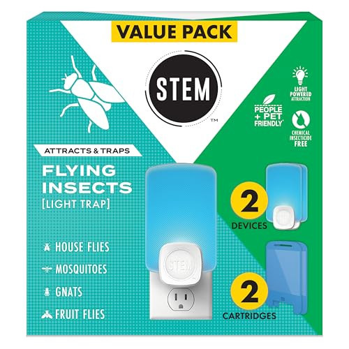 STEM Flying Insect Trap - Indoor Fruit Fly & Gnat Catcher for Home, Kitchen & Any Room, Attracts & Traps Bugs, Soft Blue UV Light - Includes 2 Plug-In Devices & 2 Cartridges | Amazon (US)