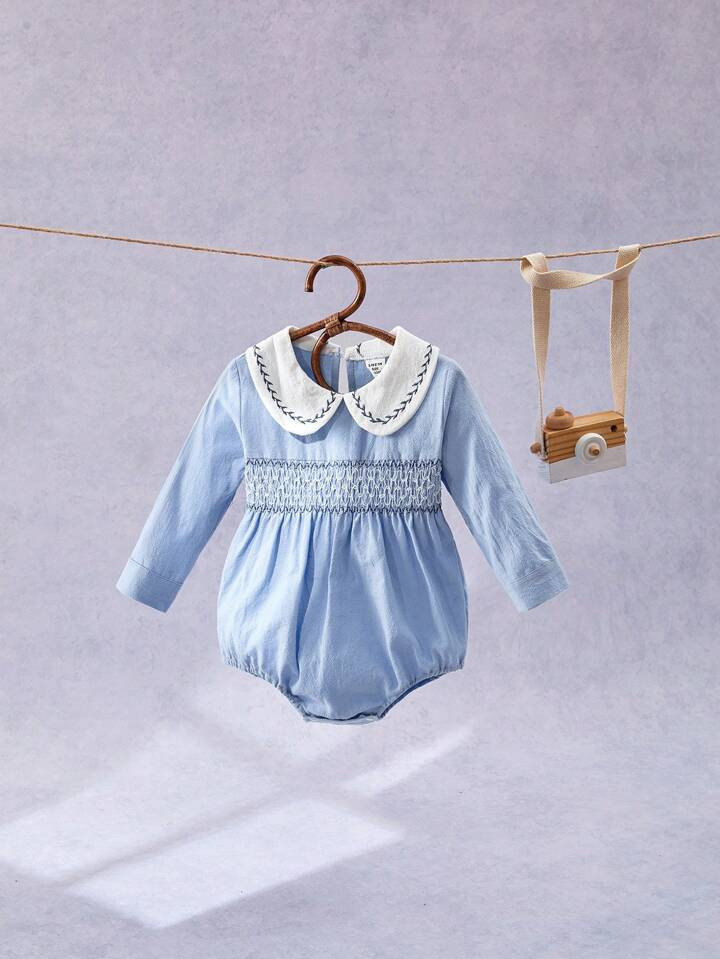 -6%Souflis Baby Boy Solid Peter-Pan Collar Blouse & Shorts | SHEIN