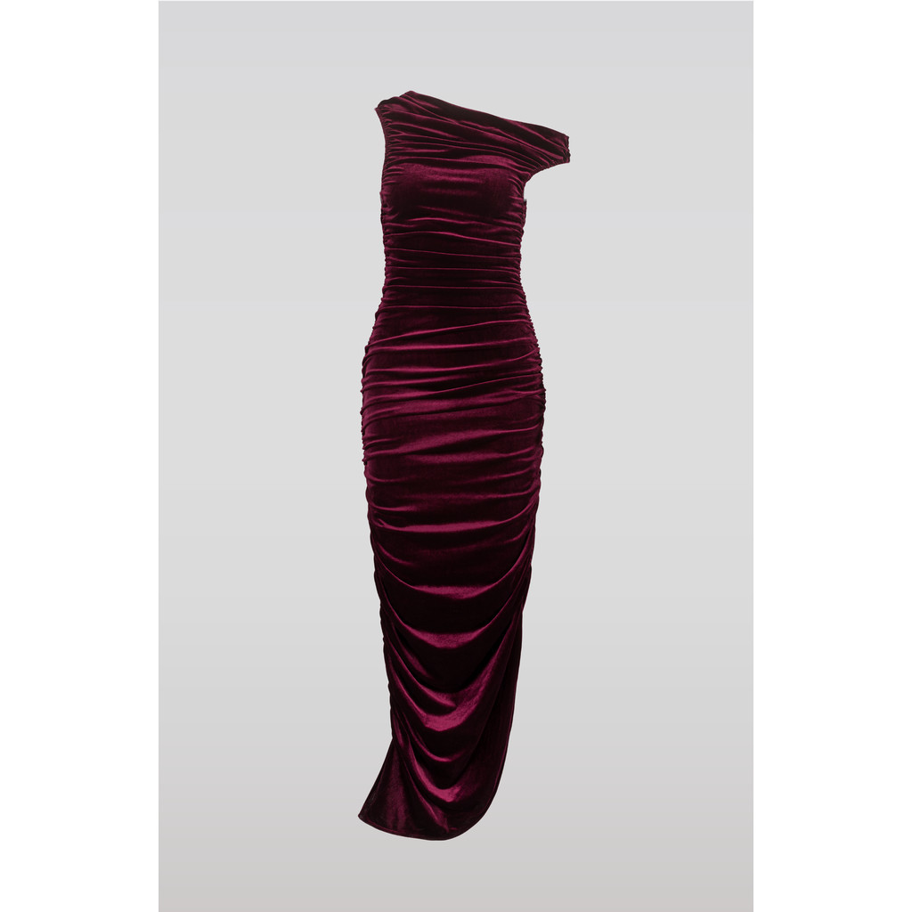 SAEMDI Draped Velvet Dress in Burgundy at Nordstrom, Size Large | Nordstrom