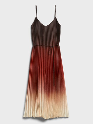 Satin Pleated Midi Dress | Banana Republic (US)