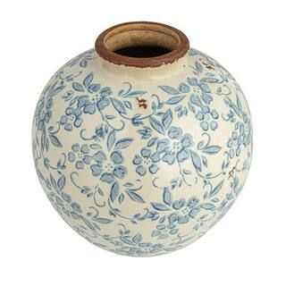 8" Blue & White Crackle Floral Terra Cotta Vase | Michaels | Michaels Stores