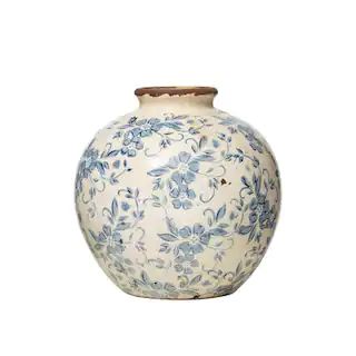 8" Blue & White Crackle Floral Terra Cotta Vase | Vases | Michaels | Michaels Stores