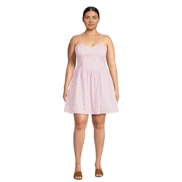 No Boundaries Women’s Juniors Plus Bustier Poplin Mini Dress, Sizes 1X-4X | Walmart (US)