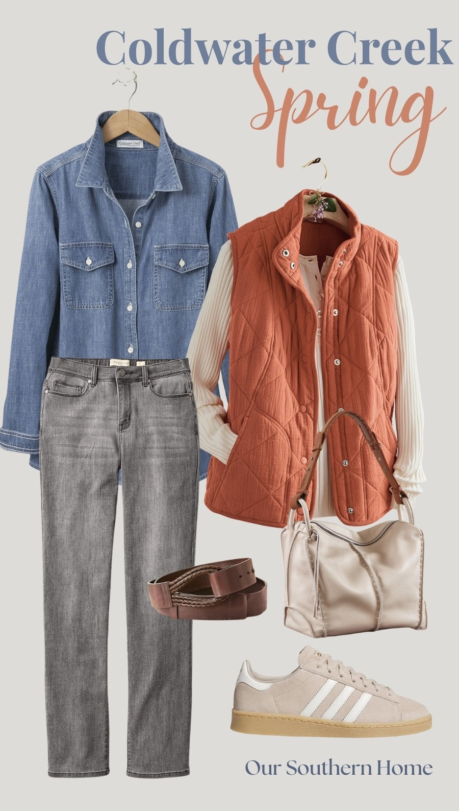Coldwater Creek pieces for spring! You can never go wrong with a denim shirt and grey jean. The jeans have a comfort waist! When it’s a bit cooler, layer on the quilted vest! 



#LTKSeasonal #LTKOver40 #LTKootd