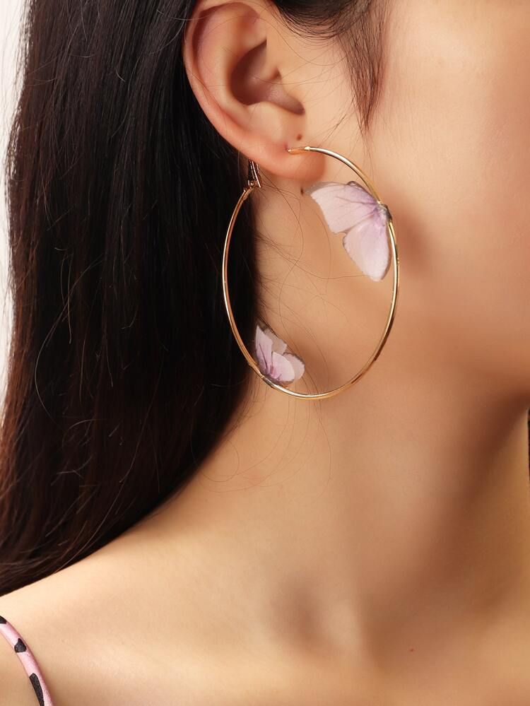 Butterfly Decor Hoop Earrings | SHEIN