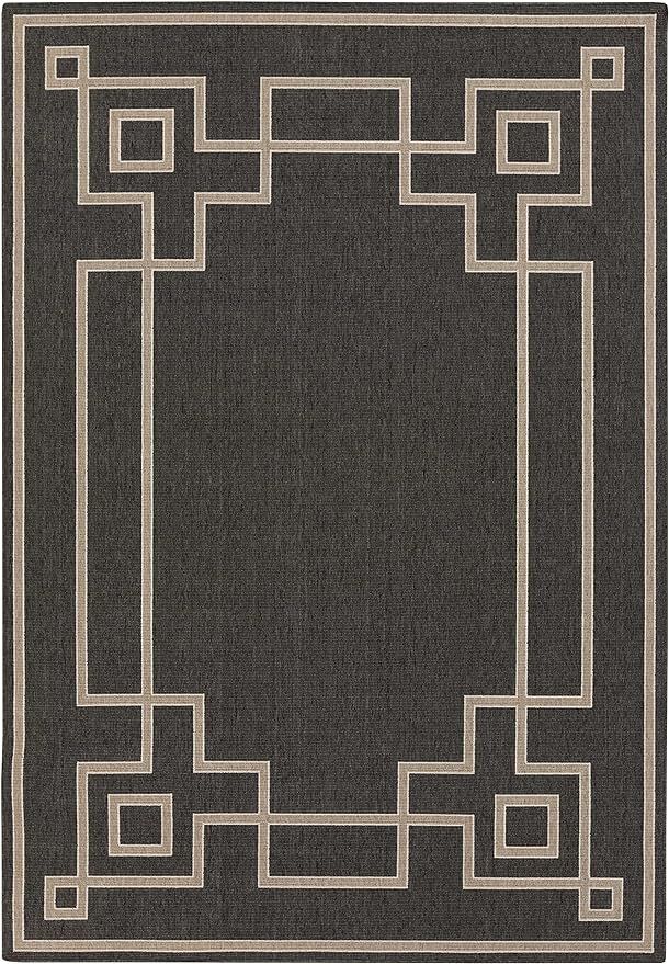 Mark&Day Outdoor Rugs, 6x9 Natalie Cottage Indoor/Outdoor Black/Camel Area Rug, Non Shedding Blac... | Amazon (US)