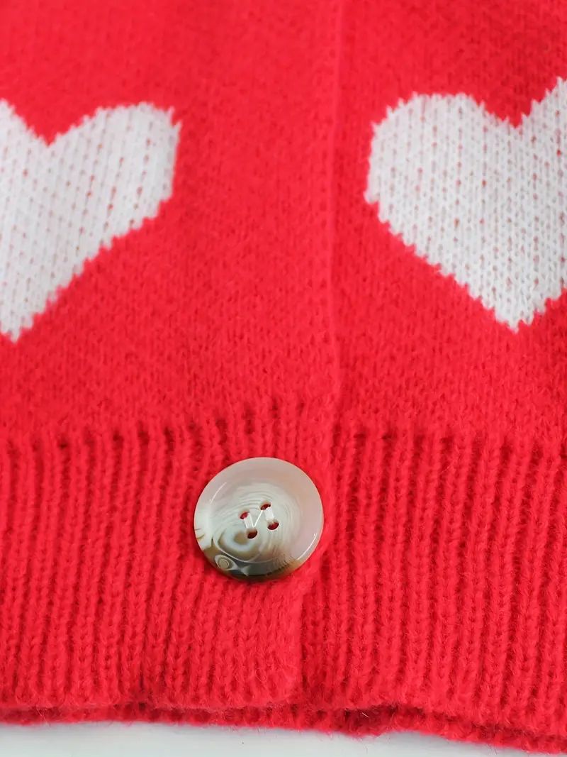 Heart Pattern Button Down Knit Cardigan Valentine's Day V - Temu | Temu Affiliate Program