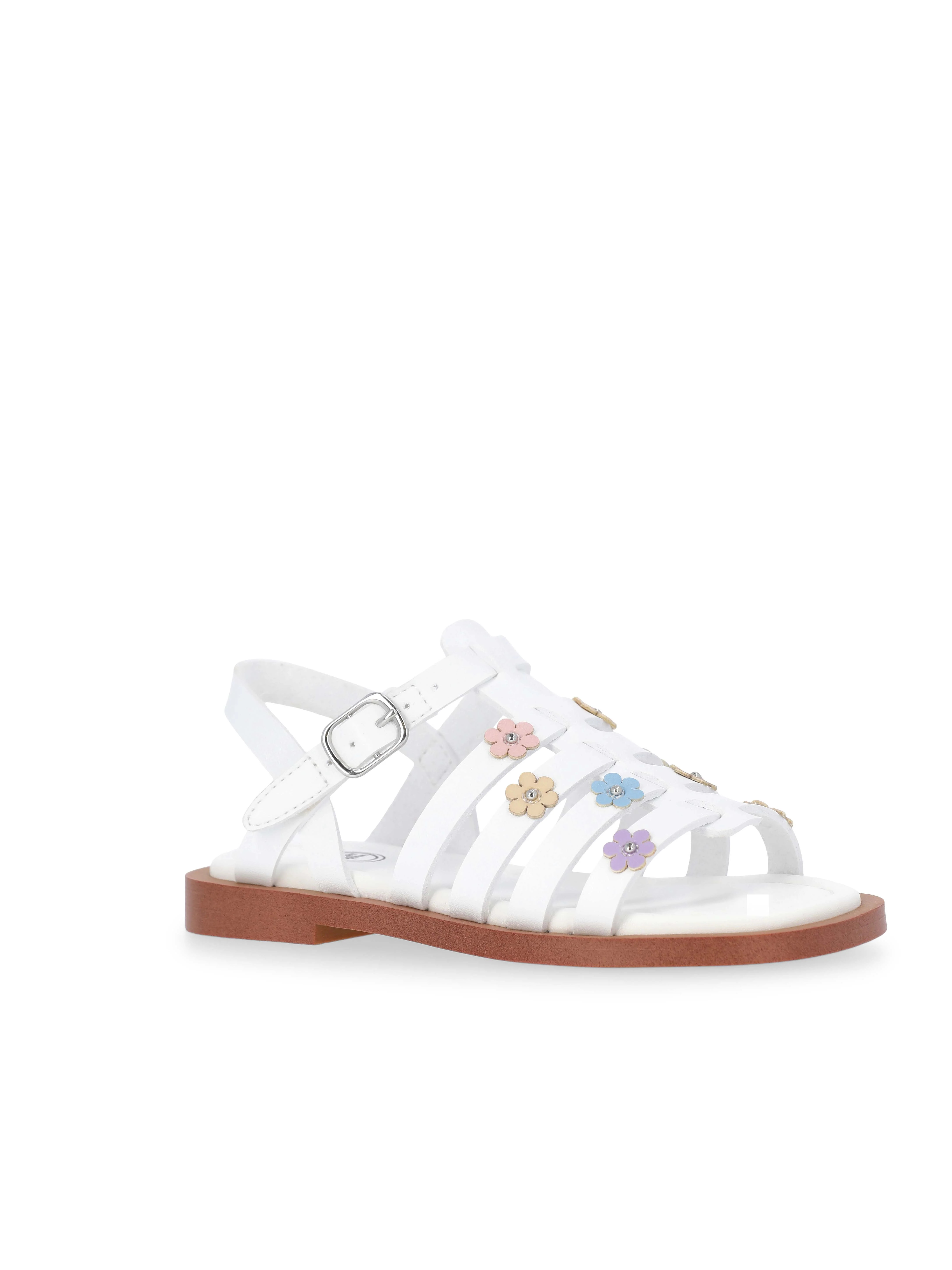 Wonder Nation Toddler Girls' Floral Faux Leather Fisherman Sandals | Walmart (US)