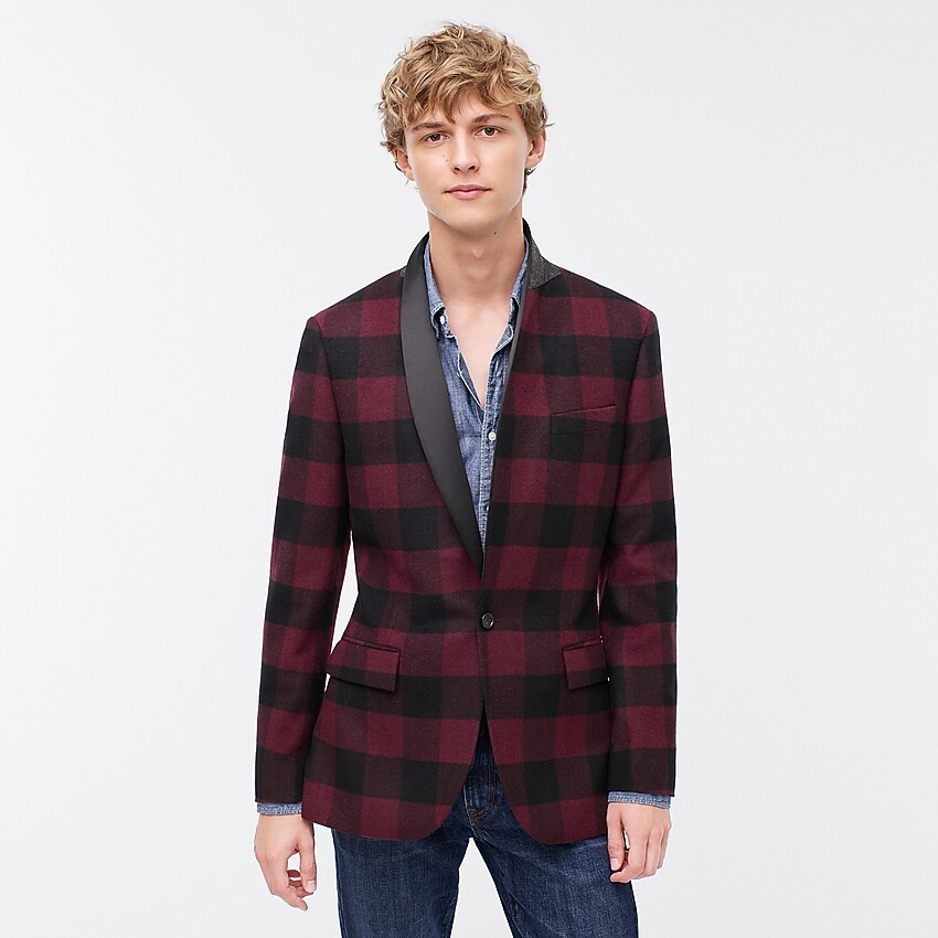 Ludlow Slim-fit shawl-collar dinner jacket in buffalo check Italian wool | J. Crew US