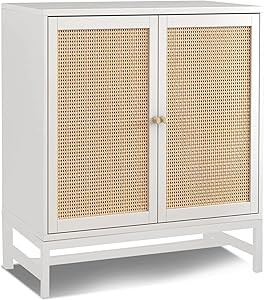 Sideboard Buffet Cabinet - Kitchen Storage Cabinet with Rattan Decorated Doors, Accent Cabinet Ra... | Amazon (US)