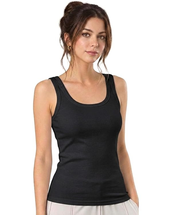 Tank Tops for Women, Womens Summer Tops, Scoop Neck Sleeveless Cotton Modal Blend, Slim Fit Casua... | Amazon (US)