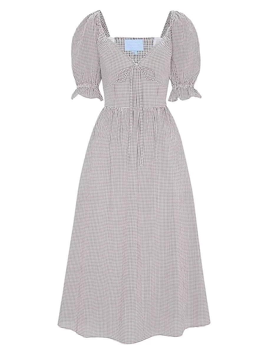 Women's The Ophelia Dress - Chocolate Gingham - Size Medium | Saks Fifth Avenue