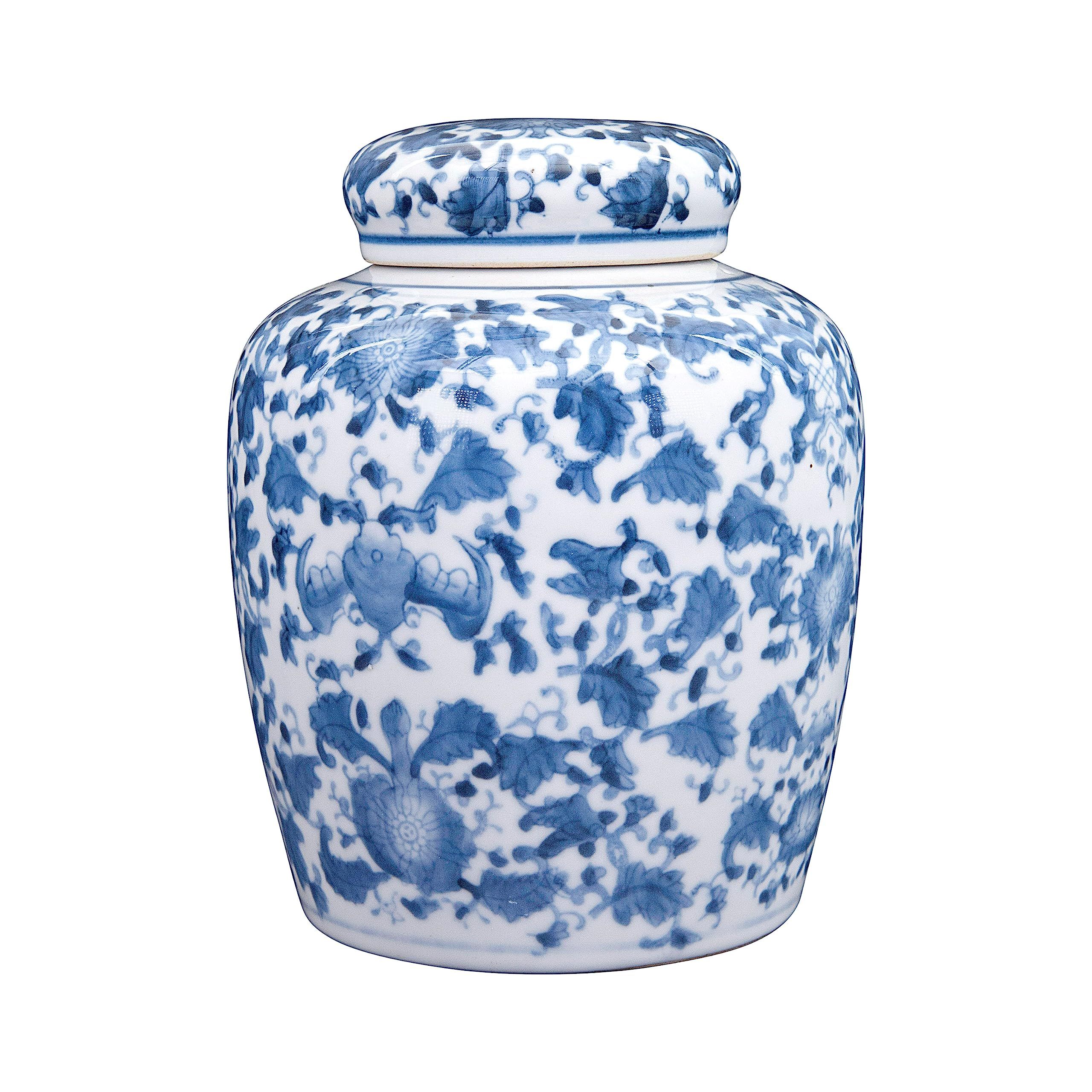 Decorative Blue and White Ceramic Ginger Jar with Lid | Amazon (US)