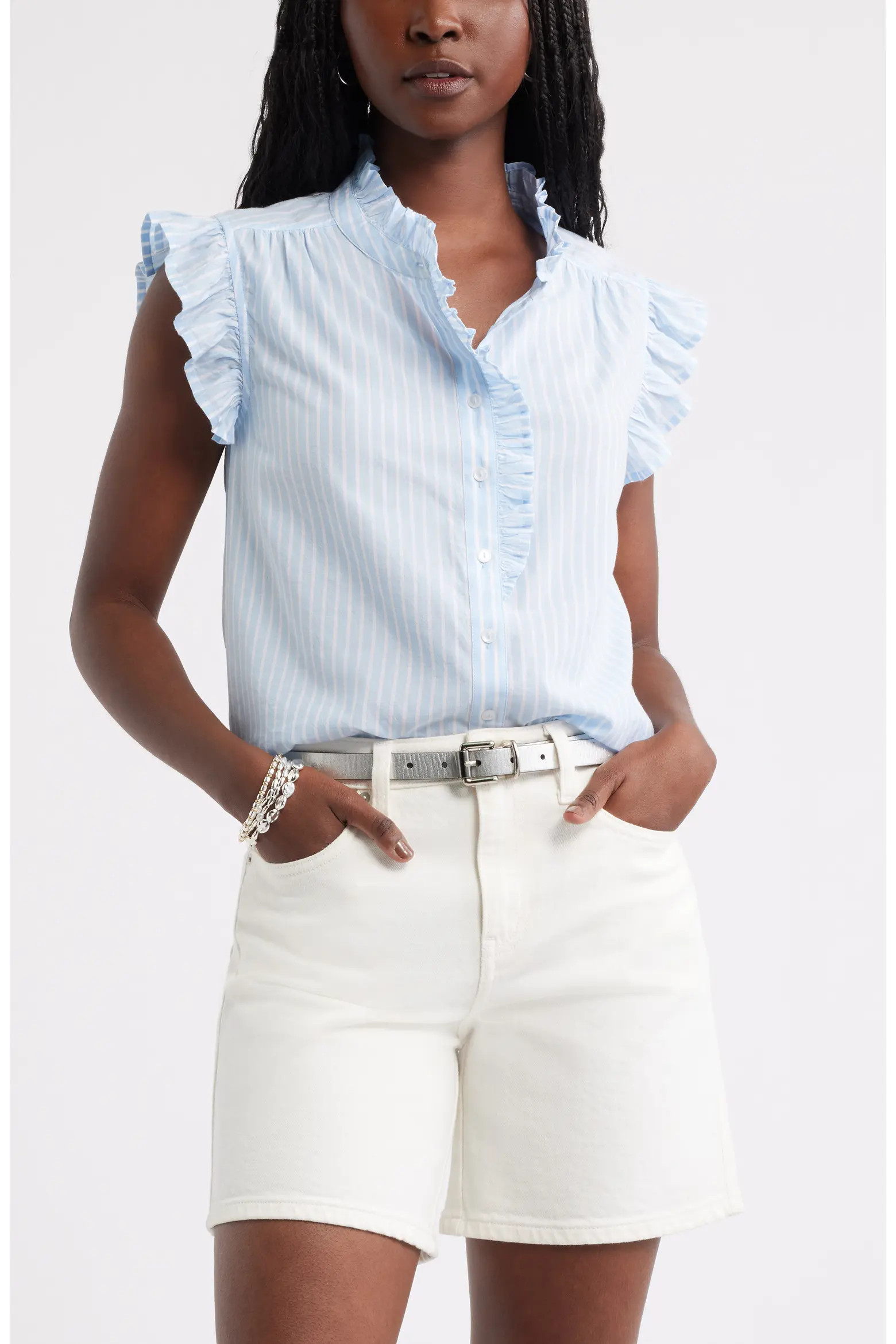 Ruffle Sleeve Cotton Blend Top (Women) | Nordstrom | Nordstrom