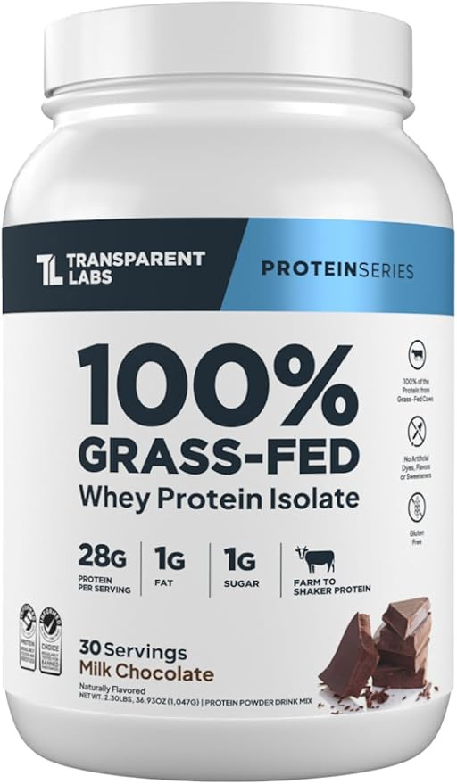 Transparent Labs Grass-Fed Whey Protein Isolate - Naturally Flavored, Gluten Free Whey Protein Po... | Amazon (US)