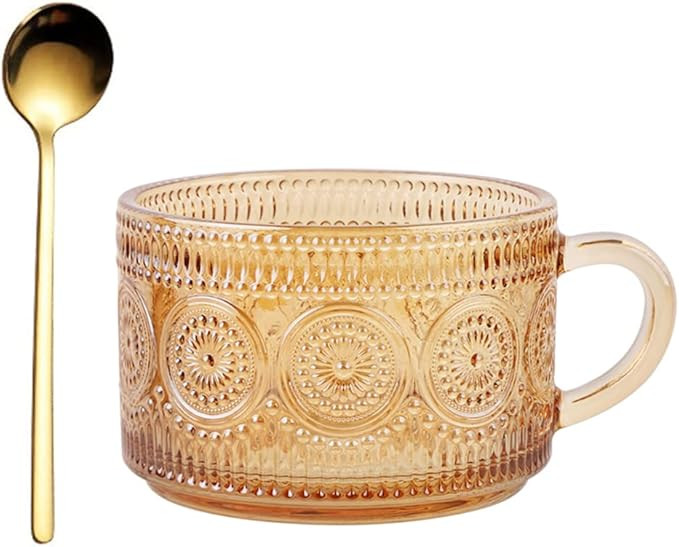 Amazon.com: 14oz Personalized Stackable Coffee Mugs with Handle-Vintage Embossed Coffee Cups, Tea... | Amazon (US)