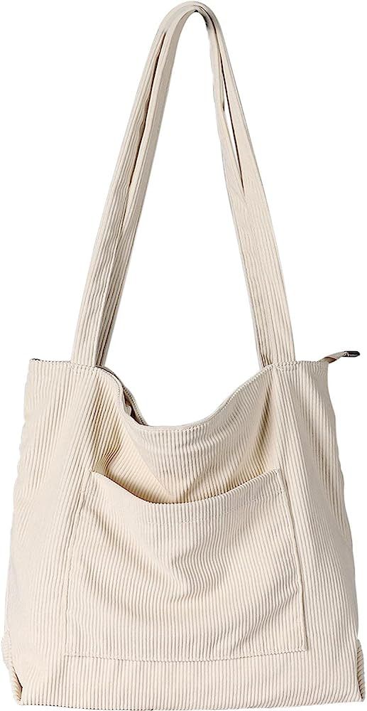 WantGor Women Corduroy Tote Bag, Large Shoulder Hobo Bags Casual Handbags Big Capacity Shopping W... | Amazon (US)
