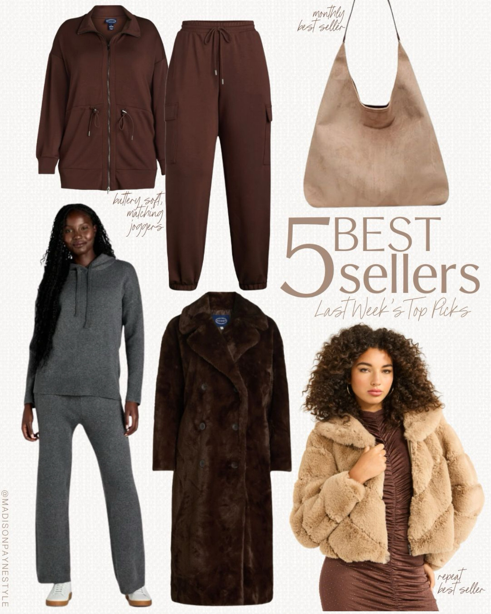 Last week’s best sellers 🥰 include a zip-up jacket and matching joggers, a hobo bag that was a monthly (October) best seller, a 2-piece set, a faux fur coat (also comes in camel), and a faux fur jacket that is a repeat best seller 

Sweater set, walmart 2 piece set, hobo bag, Amazon handbag, faux fur coat, walmart coat, winter coat, faux fur jacket, walmart jacket, winter jacket, Madison Payne 

#LTKFindsUnder100 #LTKSeasonal #LTKStyleTip