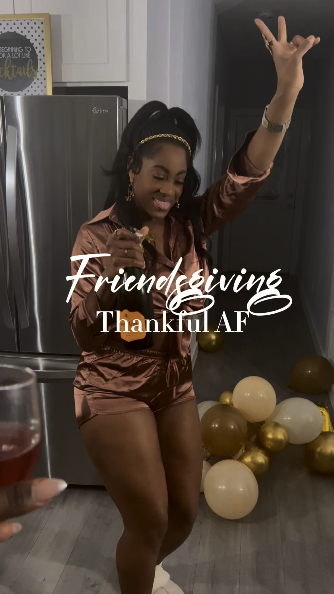 Friendsgiving 23' thanks to my sis @anjelthetravel_expert for hosting! We sipped, ate, sang and danced all night! 

If you don't have someone in your friend group creating moments then step up! It's so needed to get with your girls and create memories. 

Have you hosted Friendsgiving before?

Pajama Set: @Amazon
Slippers: @target
lHappy Turkey Week loves! 🫶🏾

#friendsgiving #thanksgiving #girlsnight #friendshipgoals #funtimes #funreels #lifestyleblogger #amazonfinds #matchingpajamas #amazon #lifestyleinfluencer #dallas #goodvibes

#LTKparties #LTKHoliday #LTKfindsunder50