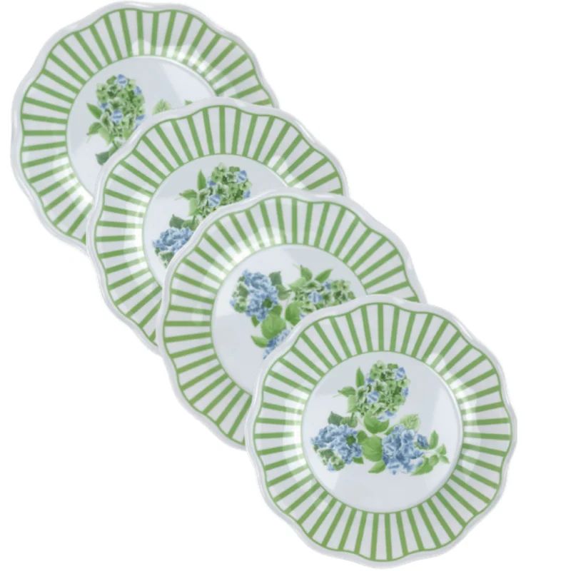 BEAUTIFUL SET OF HYDRANGEA GARDEN GREEN SALAD PLATES (4) (Set of 4) | Wayfair North America