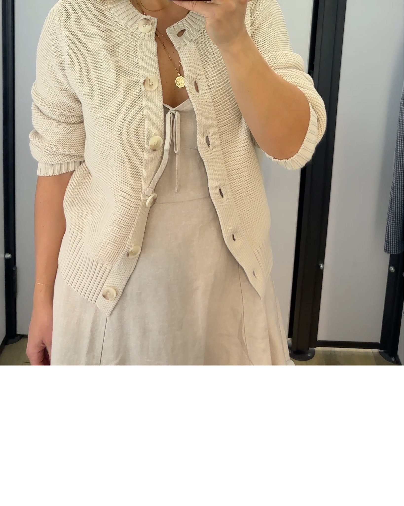 How cute is this linen blend dress?! I loved the design and how comfy it is! 
It runs tts, order your regular size. 
Cardigan size small
Dress size xs . Take 40% off right now! 

#LTKSaleAlert #LTKMothersDay #LTKootd