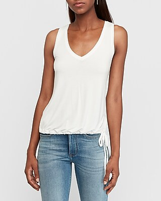 Cinched Hem V-Neck Easy Tank | Express