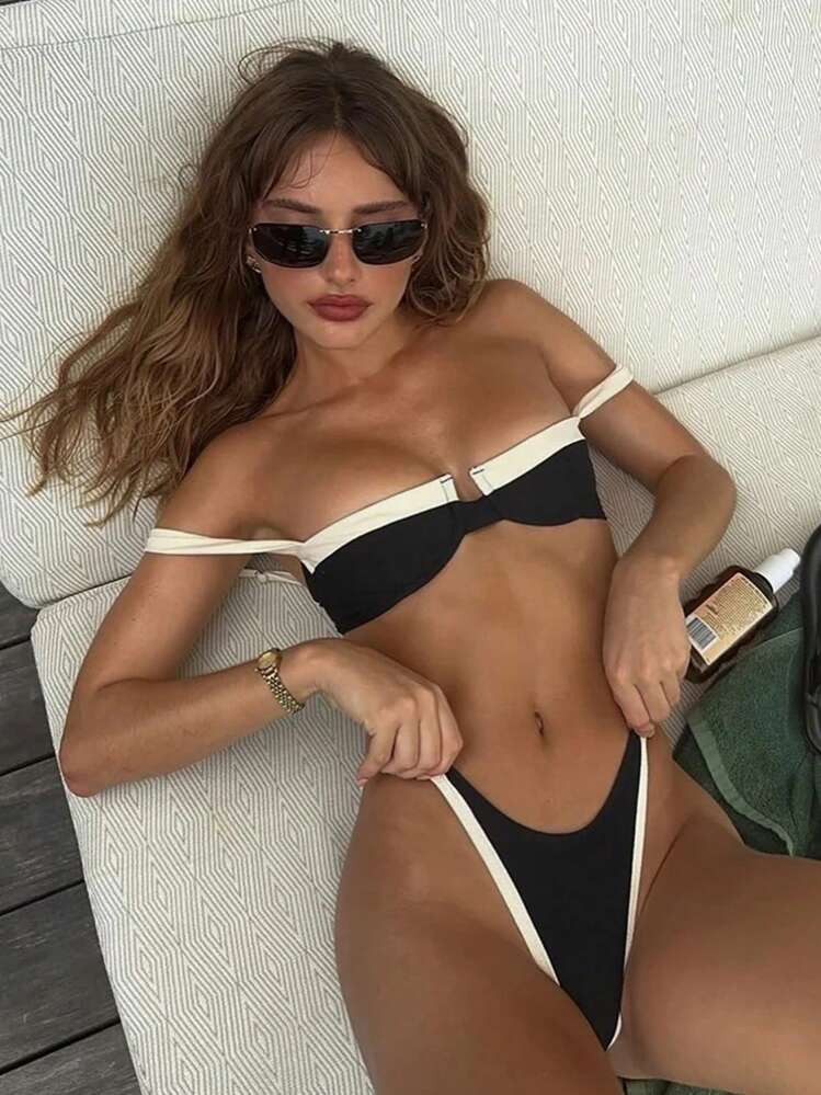 Polovedo Official Women's Sexy Colorblock Bikini Swimsuit | SHEIN