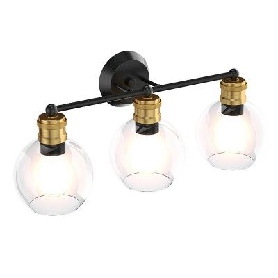 Costway 3-light Vanity Bathroom Light with 7 in Round Clear Glass Shade Vintage Wall Sconce | Target
