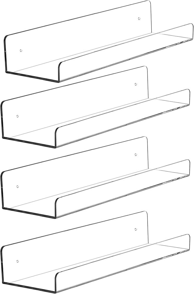 Cq acrylic 15" Invisible Acrylic Floating Wall Ledge Shelf, Wall Mounted Nursery Kids Bookshelf, ... | Amazon (US)