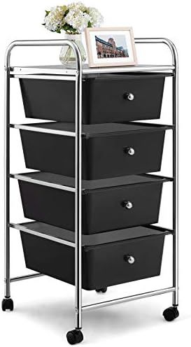 Casart 4-Drawers Storage Cart Bin W/ Wheels and Stable Mental Frame for Office,Home Rolling Stora... | Amazon (US)