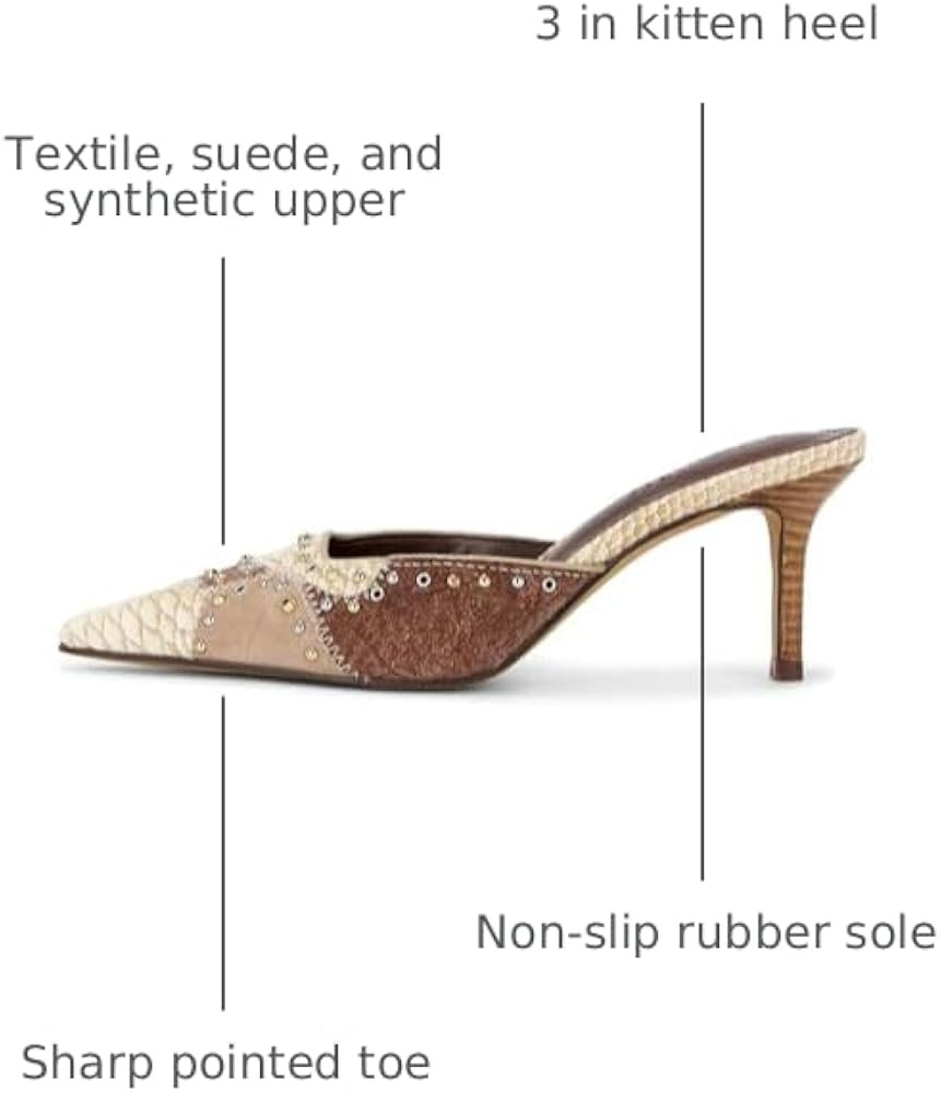 DOEYG Women Pointed Toe Bow Heels Mules Slip on Stiletto Heels Sandals Dress Party Wedding Studde... | Amazon (US)