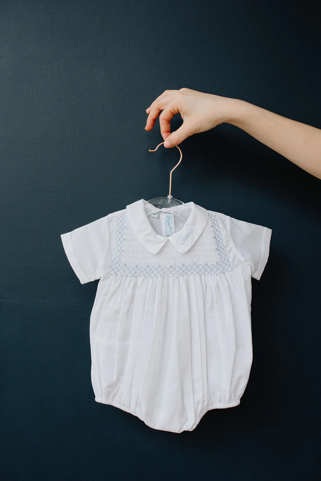 Vintage Smocked Baby Boy Bubble | White Elephant Designs