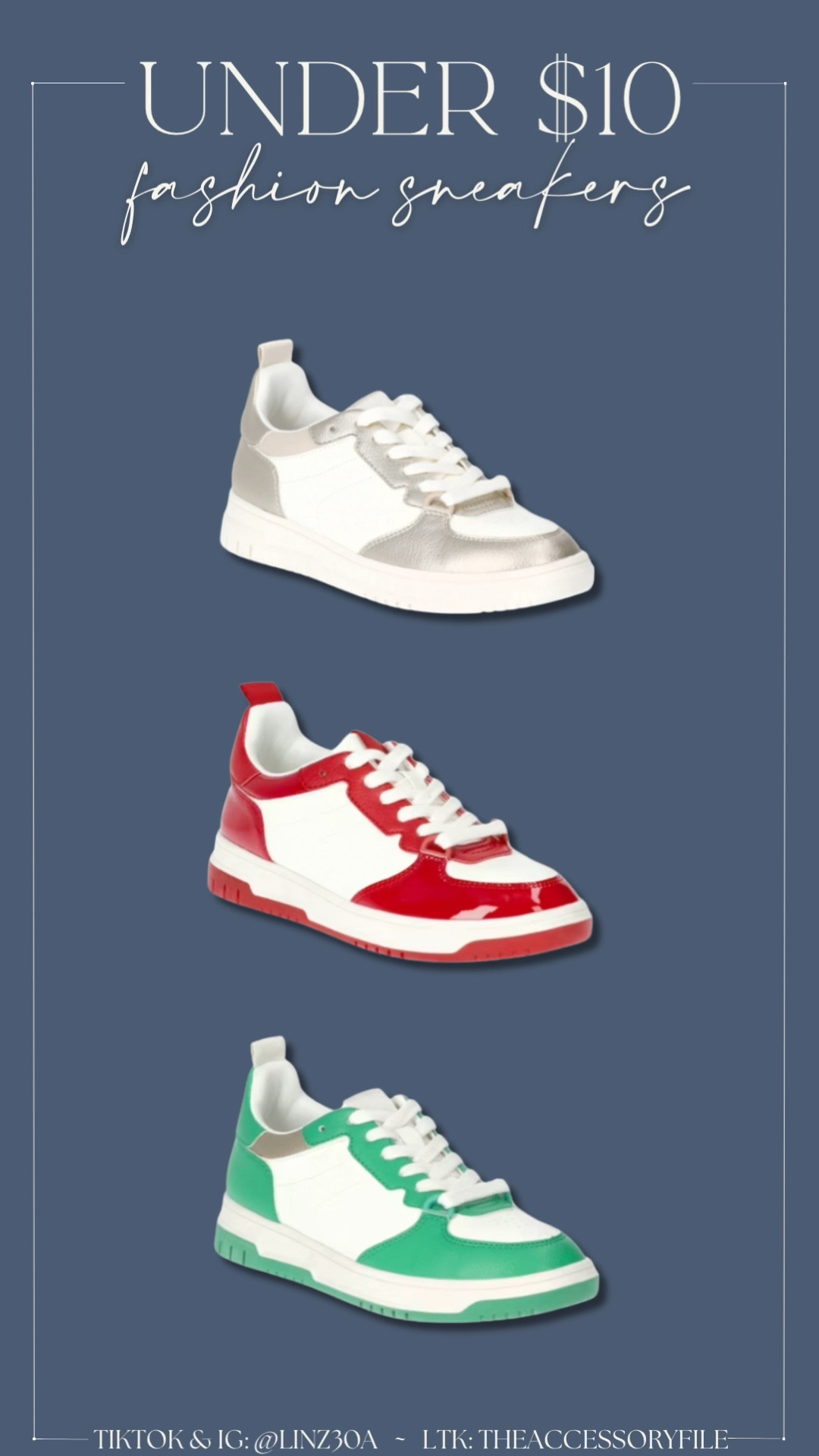 Cute sneakers on sale under $10! I love the red for Valentine’s Day and the green for St. Paddy’s Day!

Fashion sneakers, court sneakers, court shoes 

#LTKShoeCrush #LTKSaleAlert #LTKStyleTip
