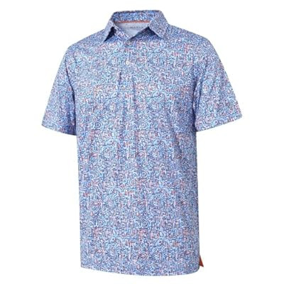 Golf Shirts for Men Dry Fit Short Sleeve Print Performance Moisture Wicking Polo Shirt | Amazon (US)