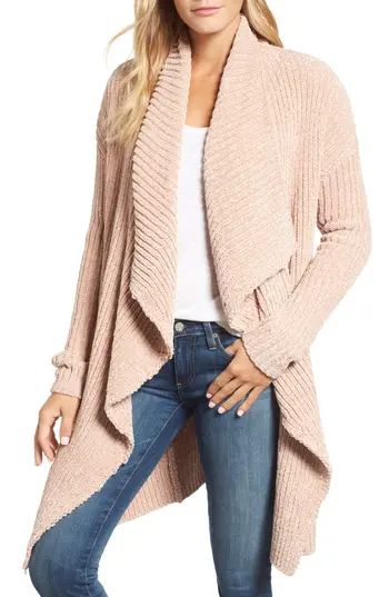 Women's Caslon Long Sleeve Chenille Cardigan, Size Small - Pink | Nordstrom