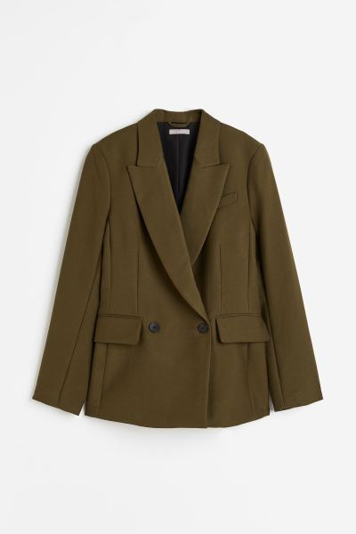 Double-breasted Blazer - Dark khaki green - Ladies | H&M US | H&M (US + CA)