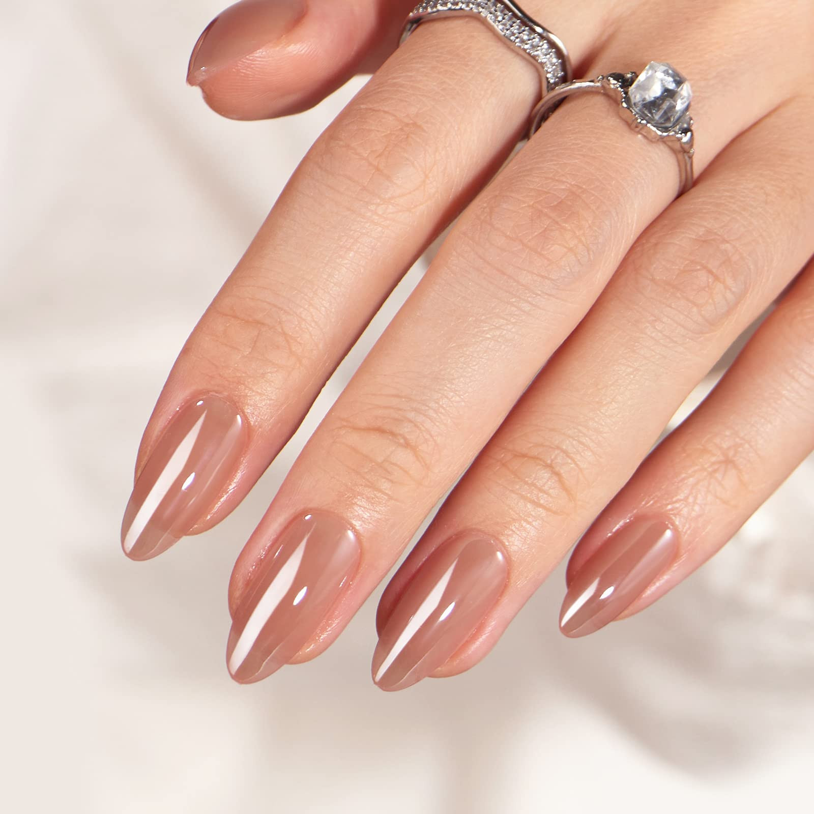 BTArtbox Press On Nails Almond - Fall Press on Nails Meidum Chrome Nails, Light Weight & Fit Perfectly, Fake Nail with Nail Glue, Brown Glue On Nails in 15 Sizes, Chocolate Glazed | Amazon (US)